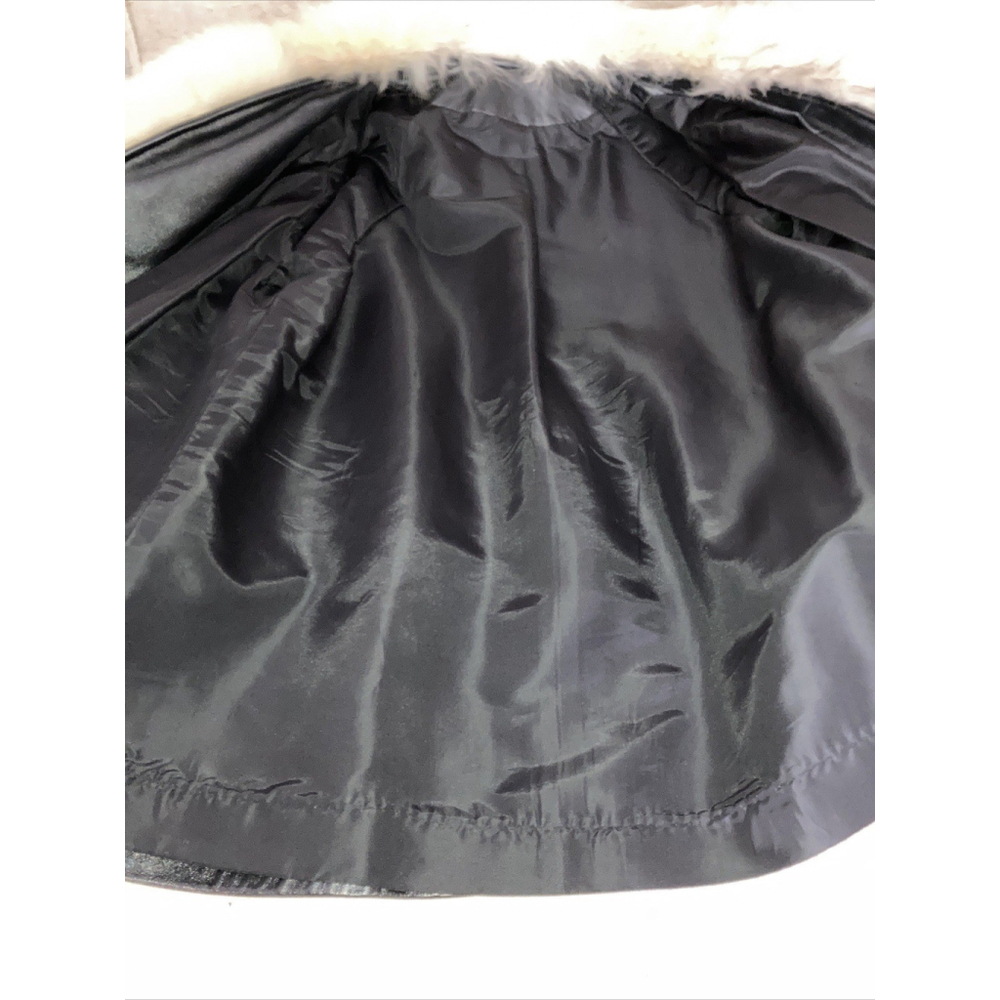 Vintage 60s Leather Penny Lane Fox Fur Collar Front Cuffs Trim Swing Coat Jacket - Picture 11 of 16